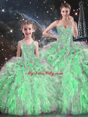 Simple Sweetheart Sleeveless Lace Up Quinceanera Gowns Green Organza