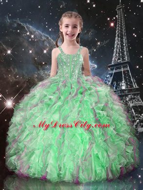 Simple Sweetheart Sleeveless Lace Up Quinceanera Gowns Green Organza