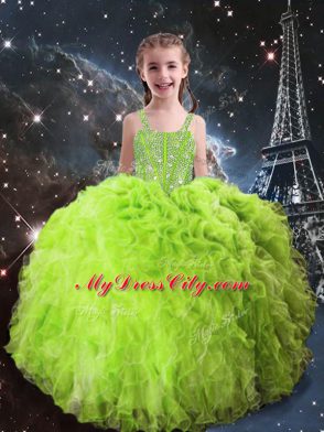 Dazzling Sleeveless Organza Lace Up High School Pageant Dress for Quinceanera and Wedding Party