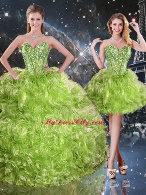 Organza Sleeveless Floor Length Ball Gown Prom Dress and Beading