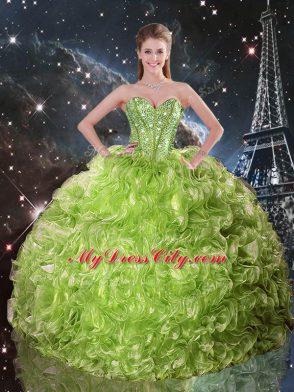 Organza Sleeveless Floor Length Ball Gown Prom Dress and Beading