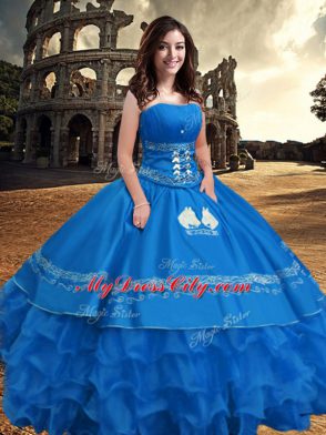 Low Price Taffeta Sleeveless Floor Length Ball Gown Prom Dress and Embroidery and Ruffled Layers