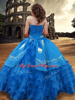 Low Price Taffeta Sleeveless Floor Length Ball Gown Prom Dress and Embroidery and Ruffled Layers