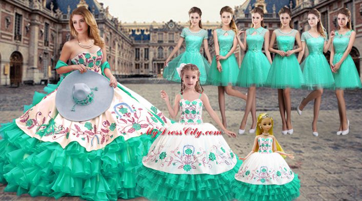Floor Length Ball Gowns Sleeveless Turquoise Quince Ball Gowns Lace Up