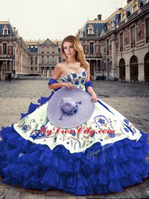 Gorgeous Floor Length Ball Gowns Sleeveless Royal Blue Quinceanera Gowns Lace Up