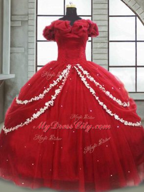 Designer Sleeveless Brush Train Appliques and Pick Ups Lace Up Sweet 16 Dress