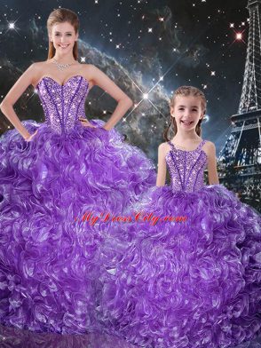 Enchanting Sleeveless Beading and Ruffles Lace Up Quinceanera Dress