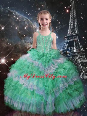 Fabulous Organza Sweetheart Sleeveless Lace Up Beading and Ruffled Layers Sweet 16 Dress in Multi-color