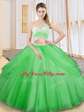 Beauteous Floor Length Two Pieces Sleeveless 15 Quinceanera Dress Criss Cross