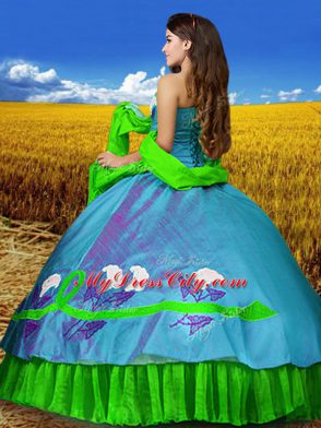 Trendy Sweetheart Sleeveless Lace Up Vestidos de Quinceanera Multi-color Taffeta