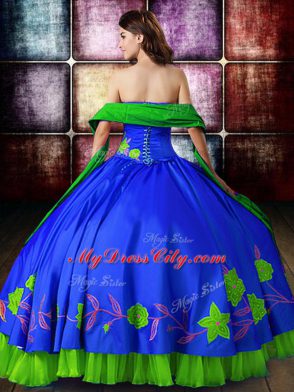 Simple Strapless Sleeveless Lace Up Quinceanera Dress Multi-color Satin
