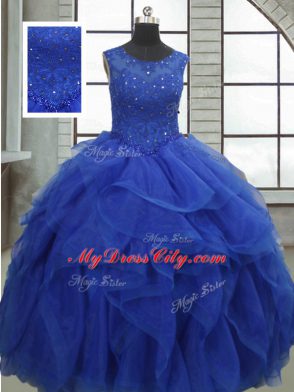 Sleeveless Ruffles and Sequins Lace Up 15th Birthday Dress