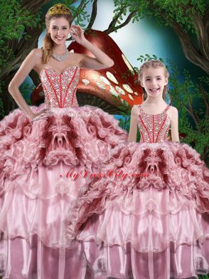 Sweetheart Sleeveless Lace Up Vestidos de Quinceanera Multi-color Organza