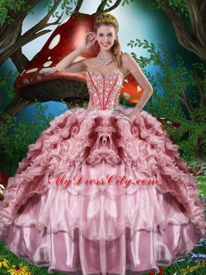 Sweetheart Sleeveless Lace Up Vestidos de Quinceanera Multi-color Organza