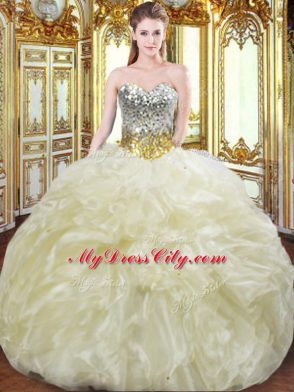 Discount Sleeveless Beading and Ruffles Lace Up Sweet 16 Dress