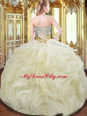 Discount Sleeveless Beading and Ruffles Lace Up Sweet 16 Dress
