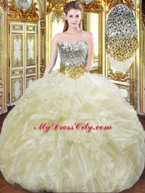 Discount Sleeveless Beading and Ruffles Lace Up Sweet 16 Dress