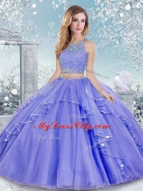 New Style Scoop Sleeveless Tulle Sweet 16 Dresses Beading and Lace Clasp Handle