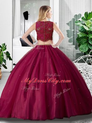 Nice Sleeveless Tulle Floor Length Zipper Sweet 16 Dress in Teal with Lace and Ruching