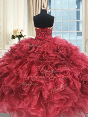 New Arrival Organza Sleeveless Floor Length 15th Birthday Dress and Appliques and Ruffles