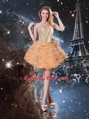 Graceful Sleeveless Floor Length Beading and Ruffled Layers Lace Up Sweet 16 Dress with Orange