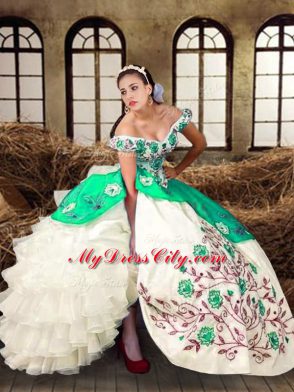Artistic Ball Gowns Sweet 16 Quinceanera Dress Multi-color Off The Shoulder Taffeta Sleeveless Floor Length Lace Up