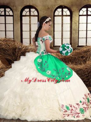Artistic Ball Gowns Sweet 16 Quinceanera Dress Multi-color Off The Shoulder Taffeta Sleeveless Floor Length Lace Up