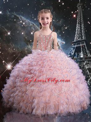 Edgy Sleeveless Beading and Ruffles Lace Up Sweet 16 Quinceanera Dress