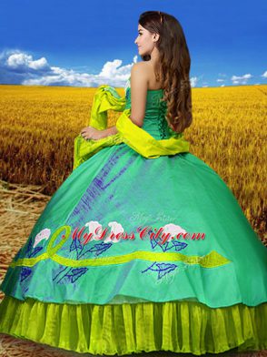 Sweetheart Sleeveless Lace Up Ball Gown Prom Dress Multi-color Taffeta