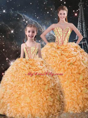 Fine Floor Length Orange Quinceanera Dress Sweetheart Sleeveless Lace Up