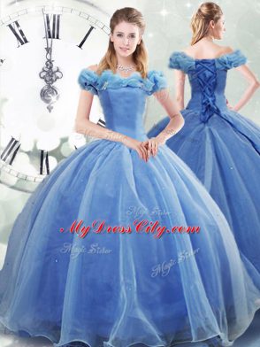 Organza Sleeveless Sweet 16 Dresses Brush Train and Pick Ups
