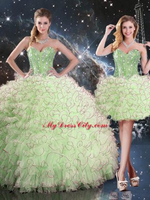 Charming Lace Up 15 Quinceanera Dress Beading and Ruffles Sleeveless Floor Length