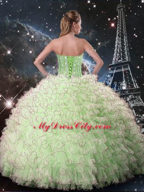 Charming Lace Up 15 Quinceanera Dress Beading and Ruffles Sleeveless Floor Length