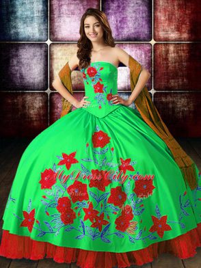 Embroidery Quinceanera Dress Multi-color Lace Up Sleeveless Floor Length
