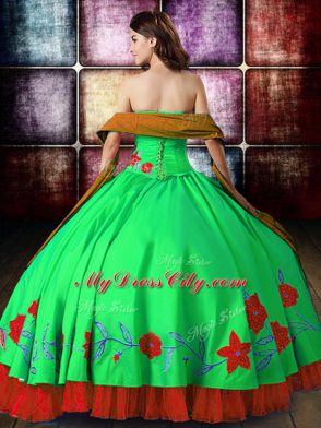 Embroidery Quinceanera Dress Multi-color Lace Up Sleeveless Floor Length