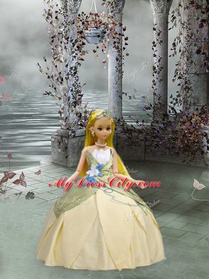 Flare Ruching and Hand Made Flower Sweet 16 Quinceanera Dress Champagne Lace Up Sleeveless Floor Length