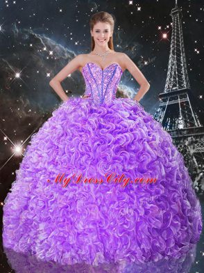 Sumptuous Sleeveless Lace Up Floor Length Beading and Ruffles 15 Quinceanera Dress