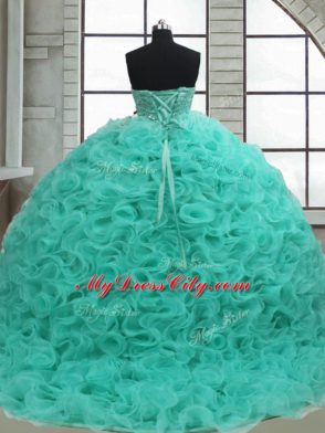 Designer Turquoise Sweetheart Neckline Beading Sweet 16 Dresses Sleeveless Lace Up