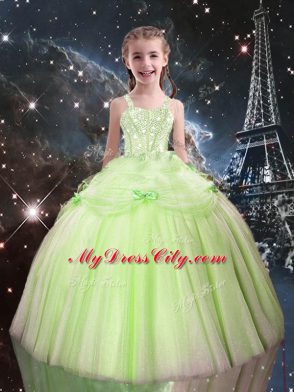 Enchanting Floor Length Ball Gowns Sleeveless Yellow Green Party Dress Wholesale Lace Up