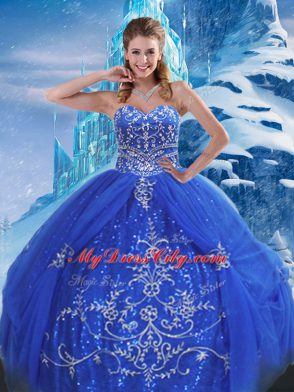 Graceful Blue Sweetheart Neckline Beading and Appliques Sweet 16 Quinceanera Dress Sleeveless Lace Up