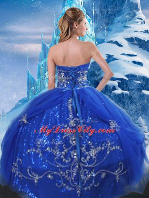 Graceful Blue Sweetheart Neckline Beading and Appliques Sweet 16 Quinceanera Dress Sleeveless Lace Up