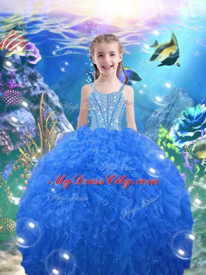 Fancy Organza Sleeveless Floor Length Quince Ball Gowns and Beading and Ruffles