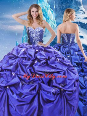 Captivating Sweetheart Sleeveless Lace Up Sweet 16 Quinceanera Dress Purple Taffeta