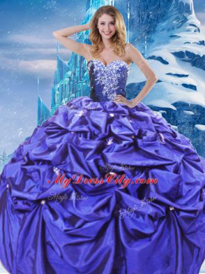 Captivating Sweetheart Sleeveless Lace Up Sweet 16 Quinceanera Dress Purple Taffeta