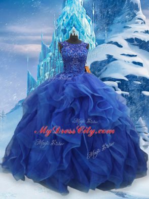 Nice Floor Length Ball Gowns Sleeveless Blue Sweet 16 Quinceanera Dress Lace Up