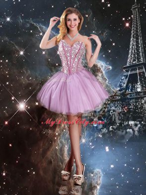 Floor Length Ball Gowns Sleeveless Lilac Quinceanera Dresses Lace Up