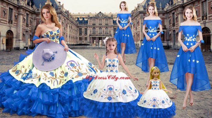 Floor Length Royal Blue Quinceanera Gowns Sweetheart Sleeveless Lace Up