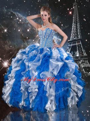 Luxury Sleeveless Beading and Ruffles Lace Up Quinceanera Dresses