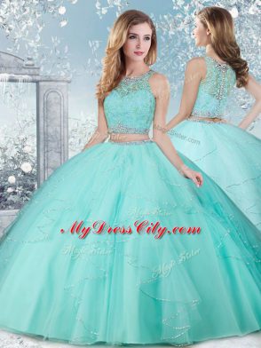 Elegant Sleeveless Clasp Handle Floor Length Beading 15th Birthday Dress