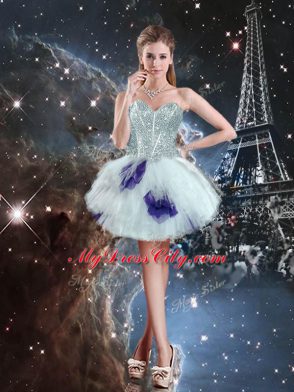 Multi-color Tulle Lace Up 15 Quinceanera Dress Sleeveless Floor Length Beading and Ruffled Layers and Sequins